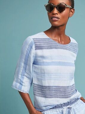 Anthropologie Cloth & Stone Textured Stripe Pullover | Size Medium